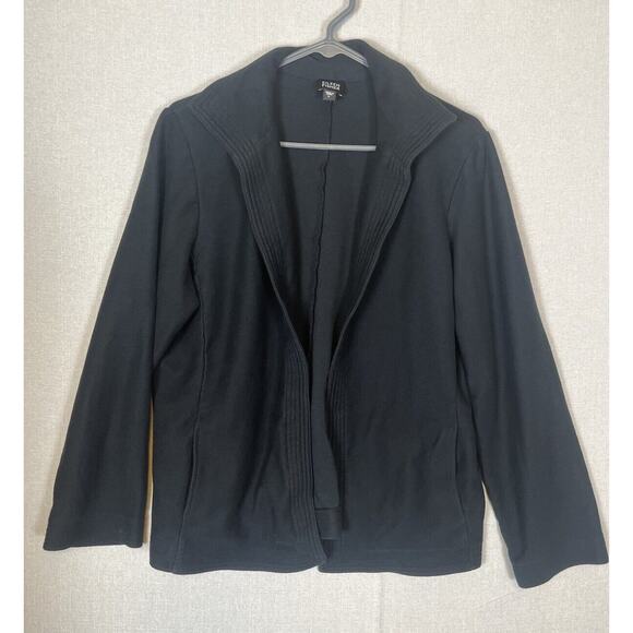 Eileen Fisher Black Long Sleeve Cardigan Open Front Thick Knit Size Large Staple - Picture 1 of 6